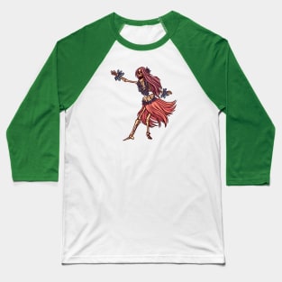 Vintage Skeleton Hula Dancer Baseball T-Shirt